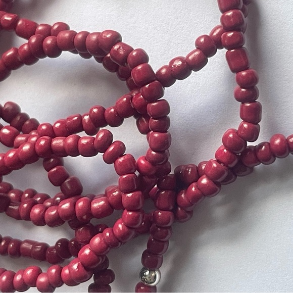 Red Glass Seed Bead Necklace 29” - Picture 6 of 6